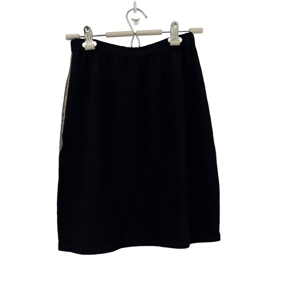 St John Black Gold Studded Santana Knit Open Cardigan Skirt Set Size 6 - Picture 10 of 15